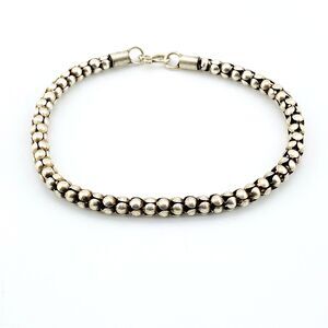 NEW Sterling Silver Stacked Lotus Flower Link Bracelet 6.5 In Old Stock c. 1990s